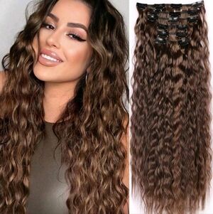 Long Wavy Clip-In Hair Extensions - Rich Chestnut Brown